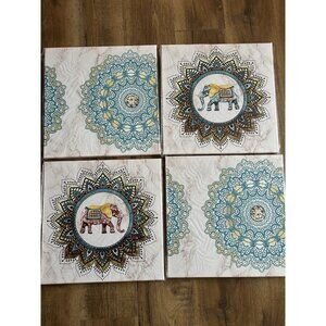 Canvas Elephant Mandala Canvas 4 Pc Set Wall Art Decor